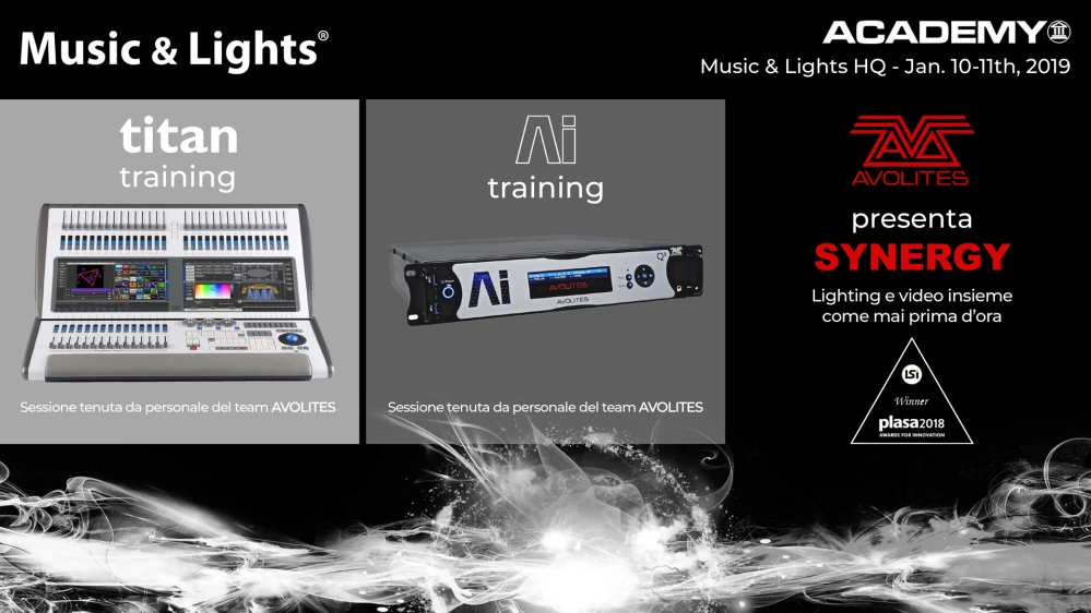 M&L Academy e Avolites training (TITAN / AI) - 10/11 gennaio 2019 @ Music & Lights HQ