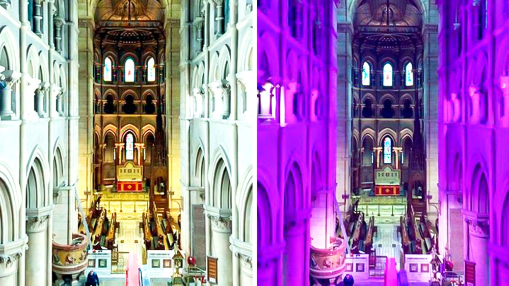 Saint Fin Barre's Cathedral In Ireland lit up with PROLIGHTS